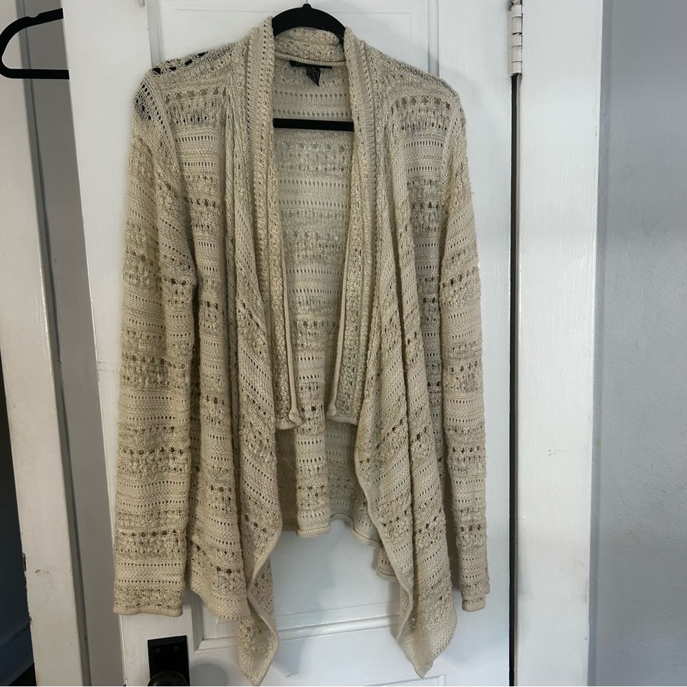 INC International Concepts Cream Draped Cardigan Sweater